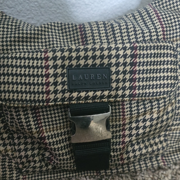 Ralph Lauren Nylon Colorful Houndstooth Shoulder Hobo Bag (EUC)🩶🤎🖤 - Picture 4 of 11